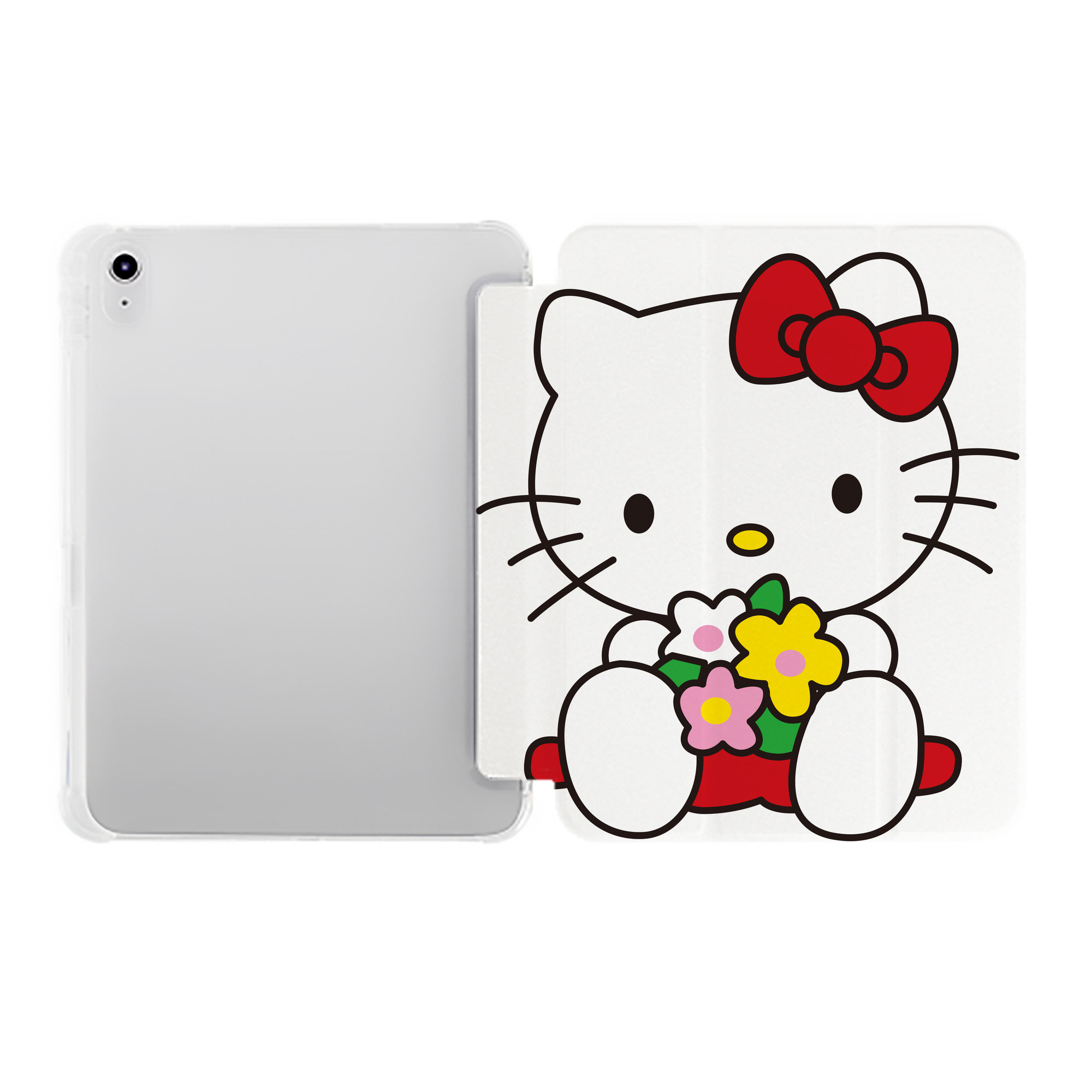 （画像用） Hello Kitty ハローキティ IPad ケース ペン収納付き 三つ折りスタンド PUレザー×シリコン 対応機種9.5/10.5/10.9インチ
